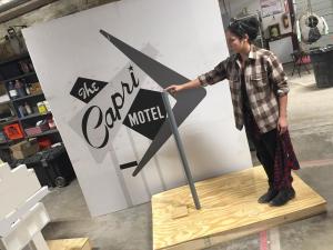 Miniature vintage motel sign models- Kelsey compares scale