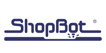 ShopBot brand logo with blue letters on white background